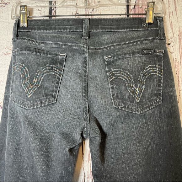 7 For All Mankind Kate Grey Rainbow Stitching Slim Denim Jeans Size 14 - Picture 7 of 16